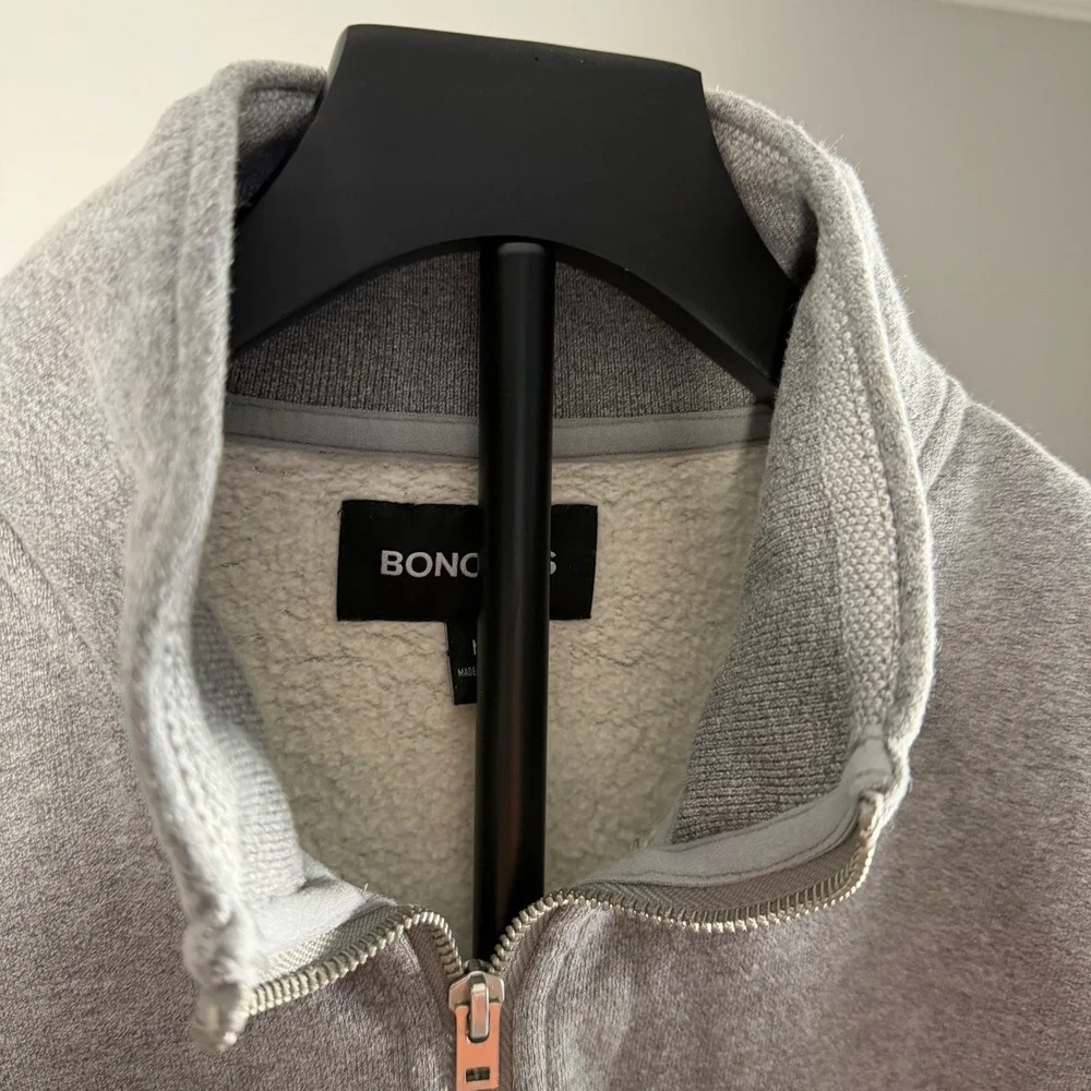 Bonobos‎ Mens Quarter Zip Pullover Heather Gray Sherpa Lined Sweatshirt Size M